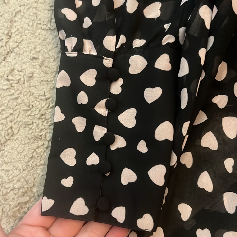 NY&CO Black and Pink Heart Patterned Top - Picture 7 of 7